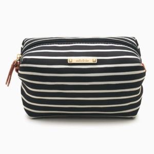 Stella & Dot Pouf - Black and Cream Stripe